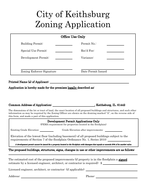 First page of the Zoning Application