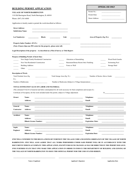 First page of the Building Permit Application