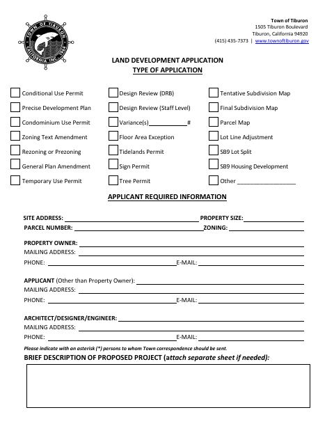 First page of the Land Development Application Form