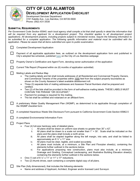 First page of the Development Application