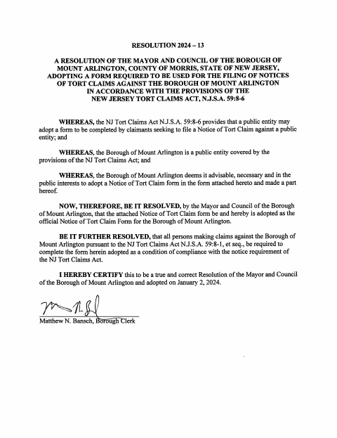 First page of the Notice of Tort Claim Form