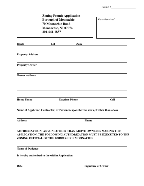 First page of the Zoning Permit Application