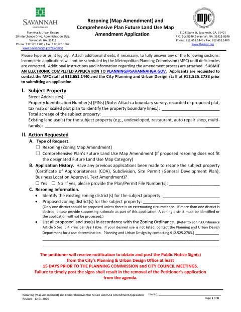 First page of the Rezoning (Map Amendment) Application