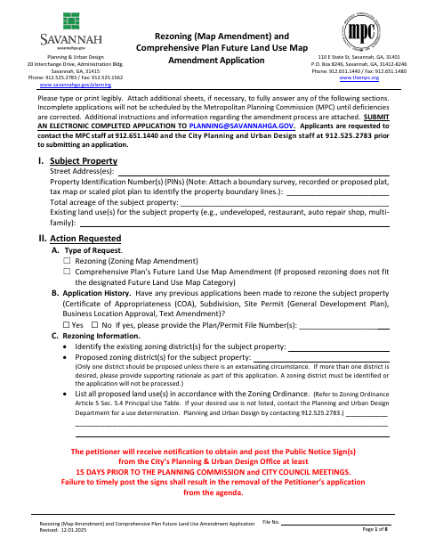 First page of the Rezoning (Map Amendment) Application