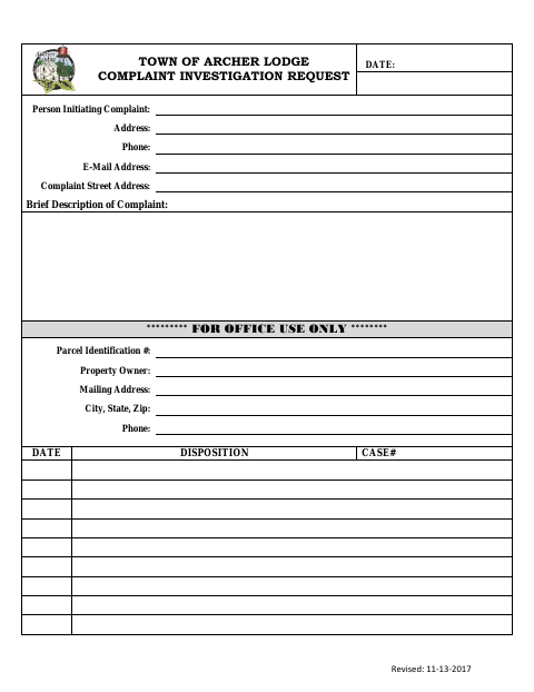 First page of the Complaint Investigation Request