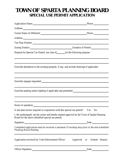First page of the Special Use Permit Application
