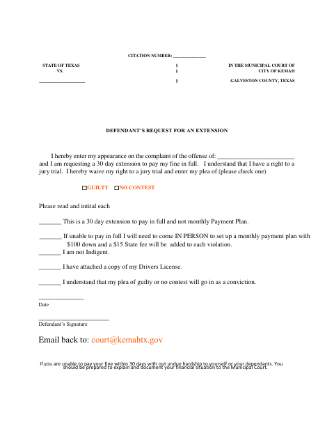First page of the Defendant’s Request for an Extension