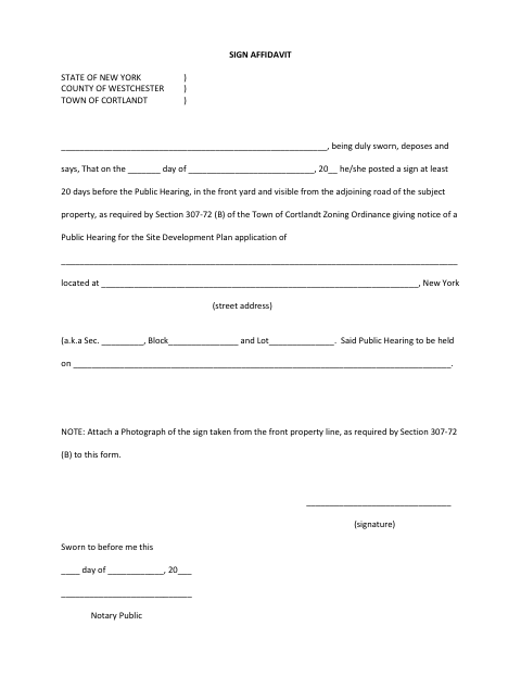 First page of the Sign Affidavit