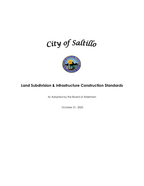 First page of the Land Subdivision and Infrastructure Construction Standards