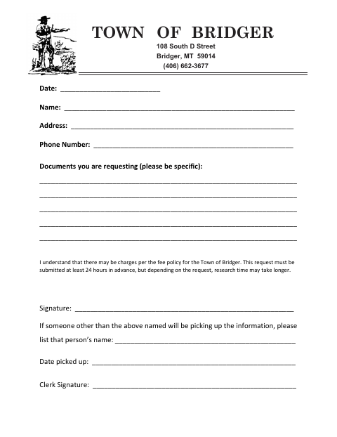 First page of the Records Request Form