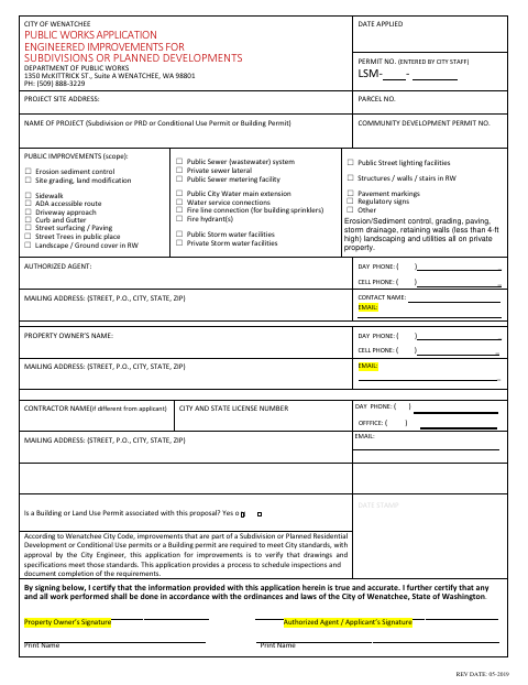First page of the Civil Application for Engineered Improvements