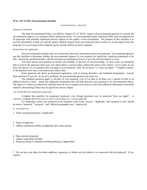 First page of the Environmental Checklist