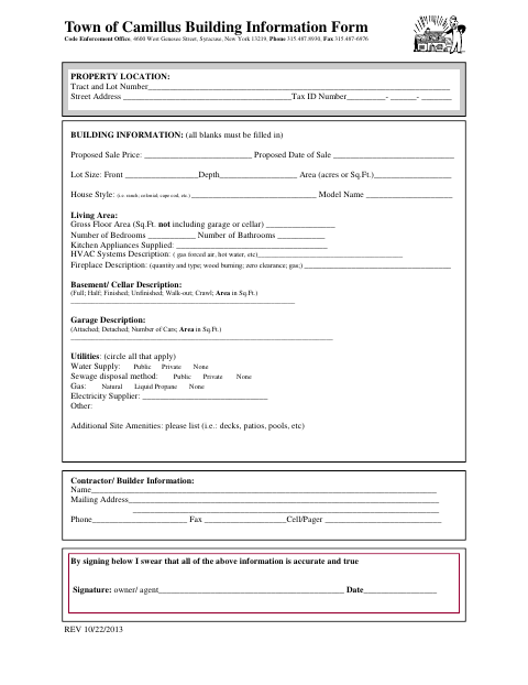 First page of the Building Information Form