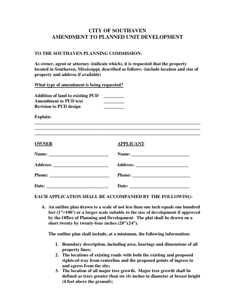 First page of the Amendment to Planned Unit Development