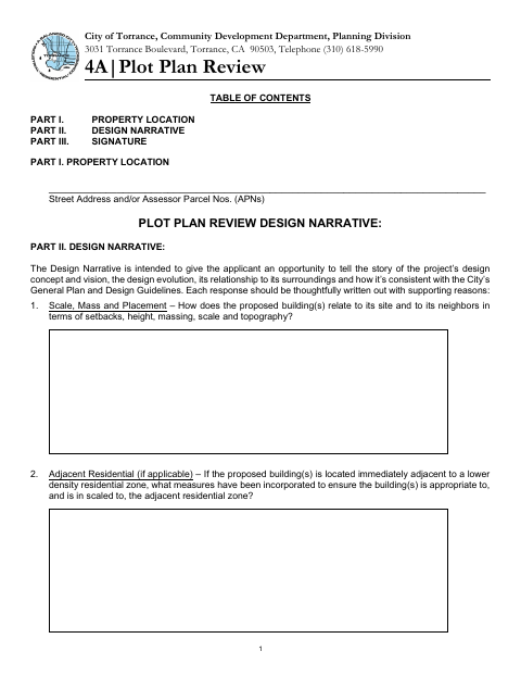 First page of the Plot Plan Review