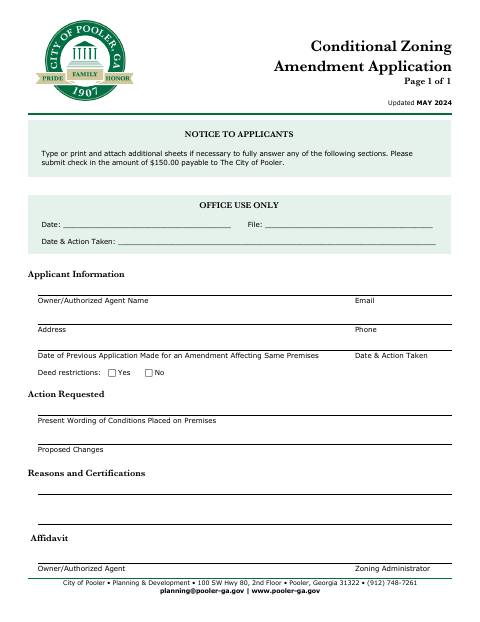 First page of the Conditional Zoning Amendment Application