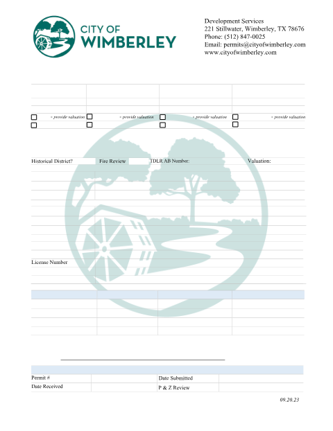 First page of the Commercial Building Permit Application