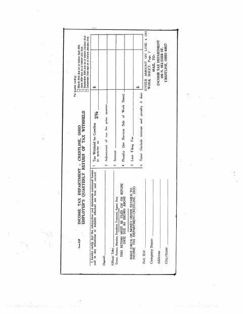 First page of the Employer's Quarterly Return of Tax Withheld