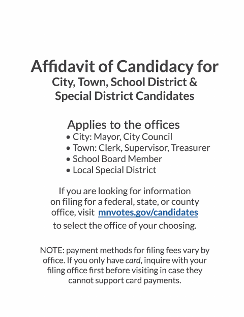 First page of the Affidavit of Candidacy
