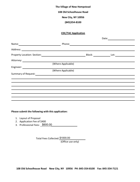 First page of the CDC/TAC Application