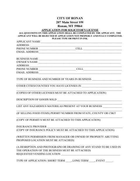 First page of the Application for Solicitor’s License