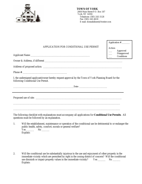 First page of the Application for Conditional Use Permit