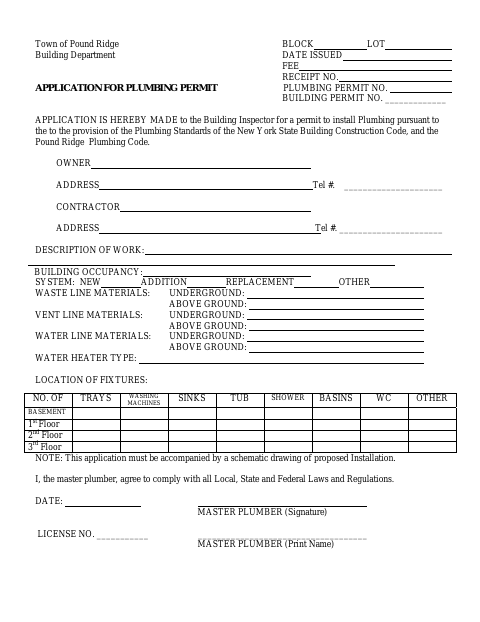 First page of the Application for Plumbing Permit