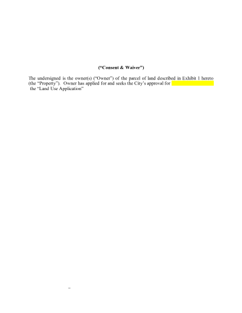 First page of the Consent to Conditions and Waiver of Land Use Law Claims