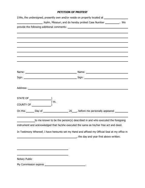 First page of the Petition of Protest