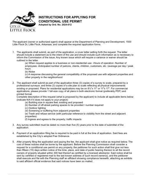 First page of the Conditional Use Permit Application