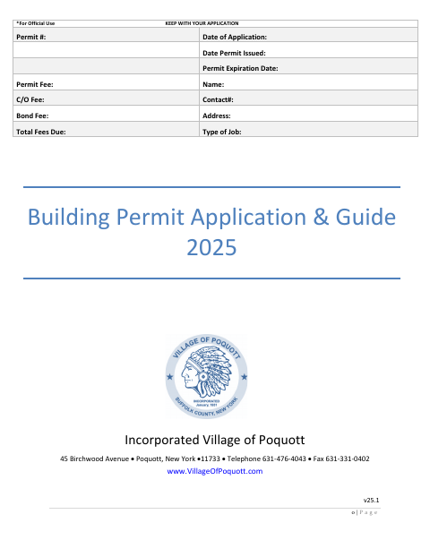 First page of the Building Permit Application