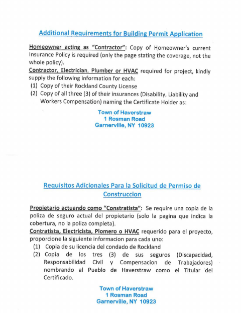 First page of the Building Permit Application