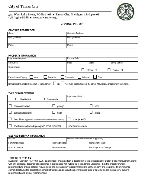First page of the Zoning Permit