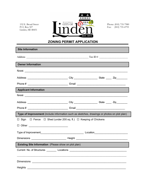 First page of the Zoning Permit Application