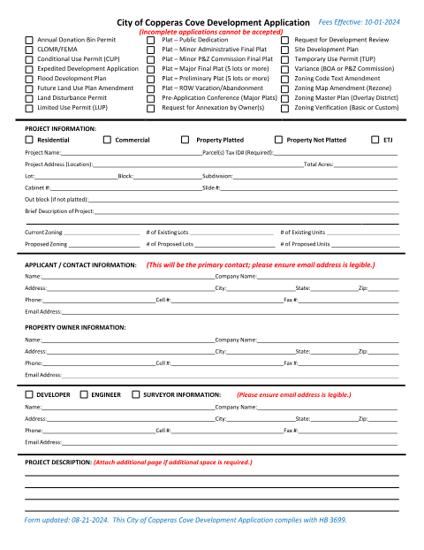 First page of the Development Application