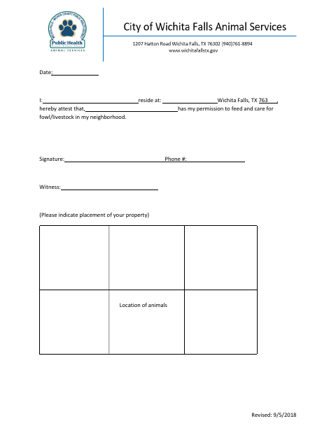 First page of the Fowl/Livestock Permission Form