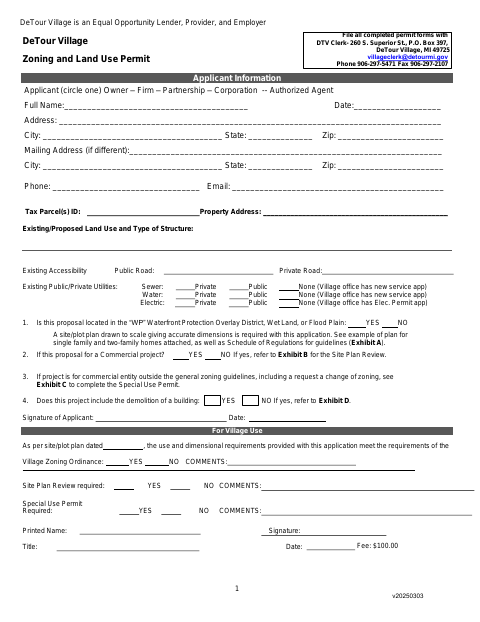 First page of the Zoning Permit Application
