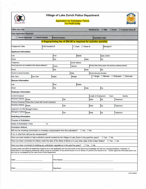 First page of the Commercial Solicitor Application