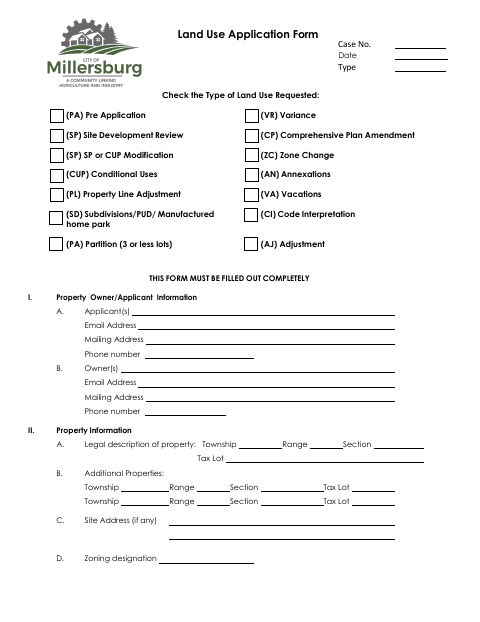 First page of the Land Use Application and Development Review Cost Agreement