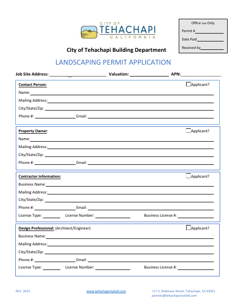 First page of the Landscaping Permit Application