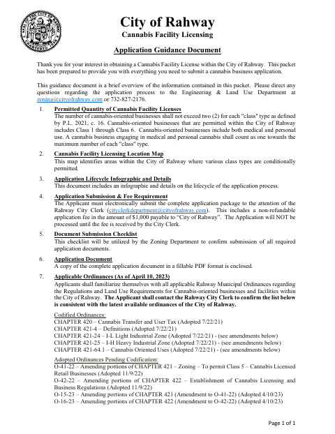 First page of the Cannabis Facility Licensing Application
