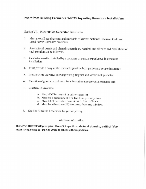 First page of the Gas Generator Permit Application