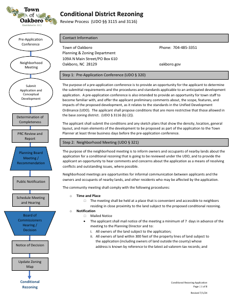 First page of the Conditional Rezoning Application