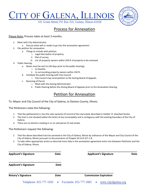 First page of the Petition for Annexation