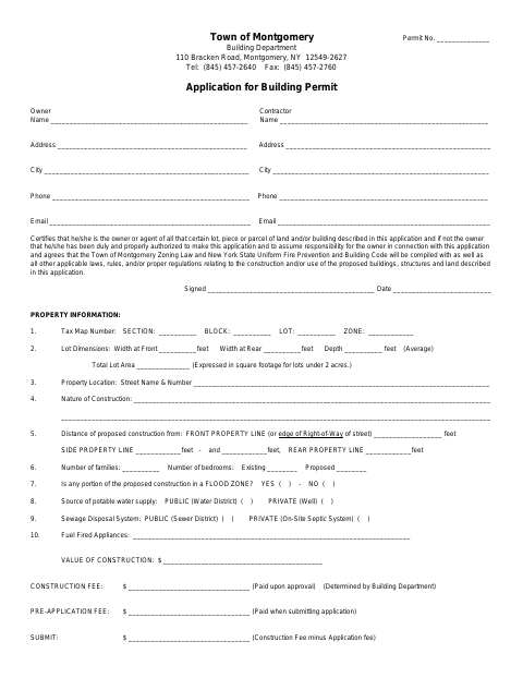 First page of the Application for Building Permit