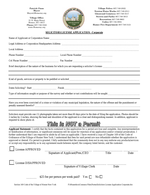 First page of the Solicitors License Application Corporate