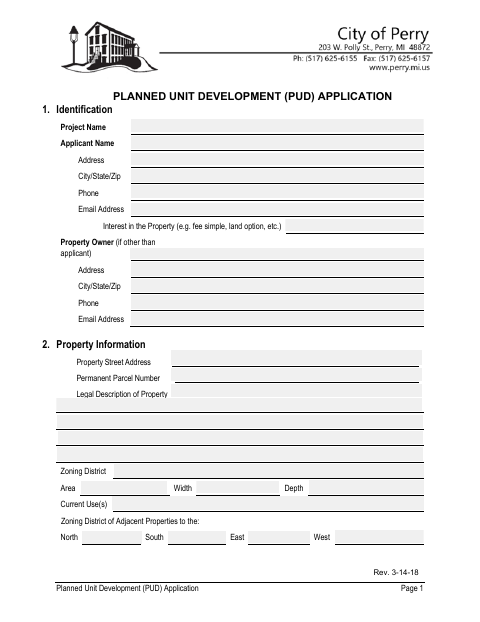 First page of the Planned Unit Development (PUD) Application