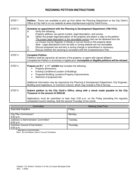 First page of the Petition for Amendment of Zoning District Boundaries