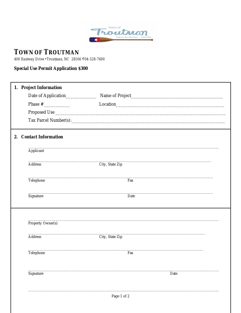 First page of the Special Use Permit Application