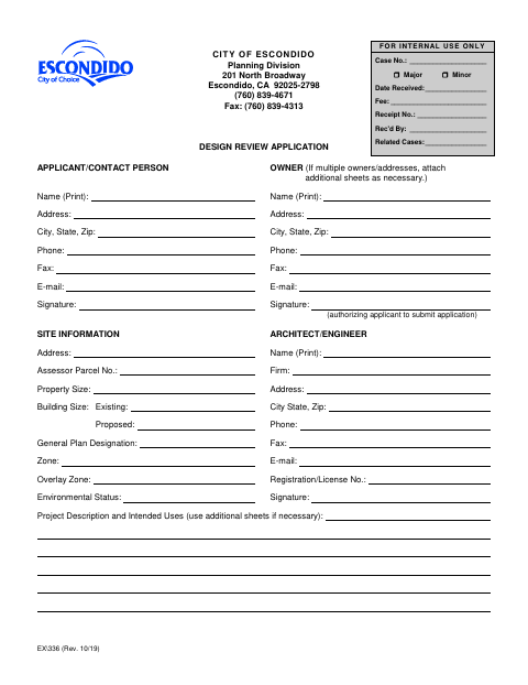 First page of the Design Review Application